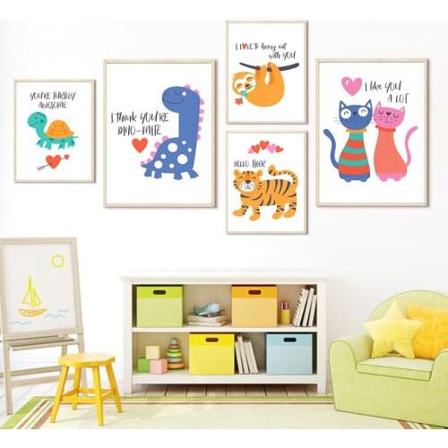 Cartoon Alpaca Tiger Rabbit Sloth Nursery Wall Art Canvas Painting Nordic Posters And Prints Wall Pictures Baby Kids Room Decor