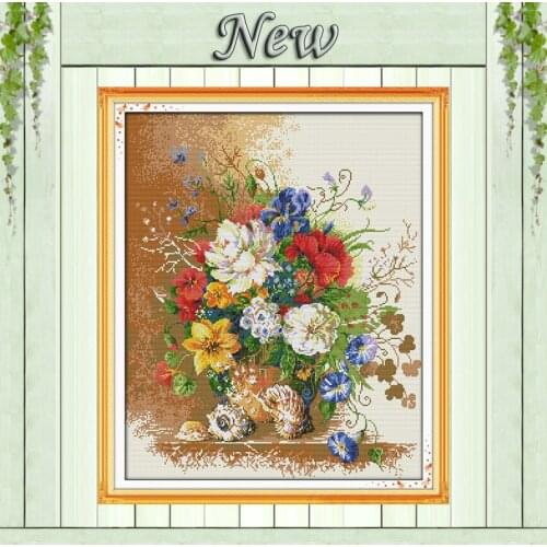 Beautiful vase Flower,counted printed on canvas DMC 11CT 14CT Cross Stitch kit,needlework embroidery Set,colorful flowers basket