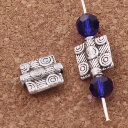 Stripe Circles Curved Square Beads 11.6x9.6mm 68pcs Zinc Alloy Spacers Jewelry Findings L678