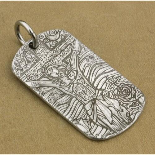 LINSION 316L Stainless Steel High Details Engraved Jesus Crucifix Cross Mens Biker Pendant 9X037G