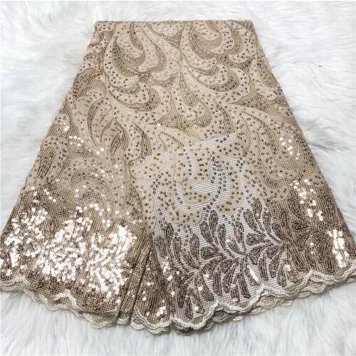 Small Piece Lace Latest Heavy Sequins Embroidery Lace African Cotton Fabrics 2.5yards French Sequins Lace Popular Dubai Style