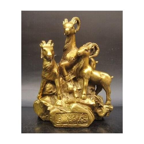 Copper Brass CHINESE crafts Asian lucky crafts zodiac sheep feng shui decoration home accessories copper sheep decoration