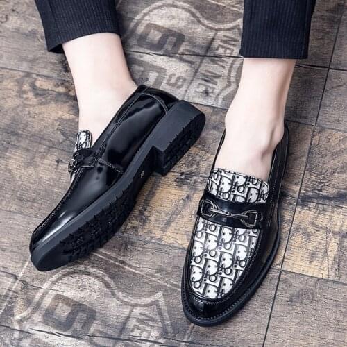 Loafers Mules Moccasins For Men Shoes Leather Mens Dress Casual High Heel Spike Loafers Formal Genuine Black Real Mens Suede