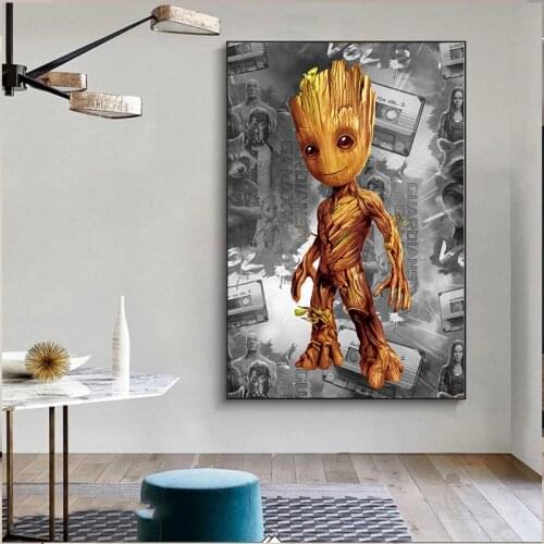 Marvel Cartoon Poster Baby Groot Wall Print Canvas Painting Wall Decoration Picture Painting Childens Room Living Decoration