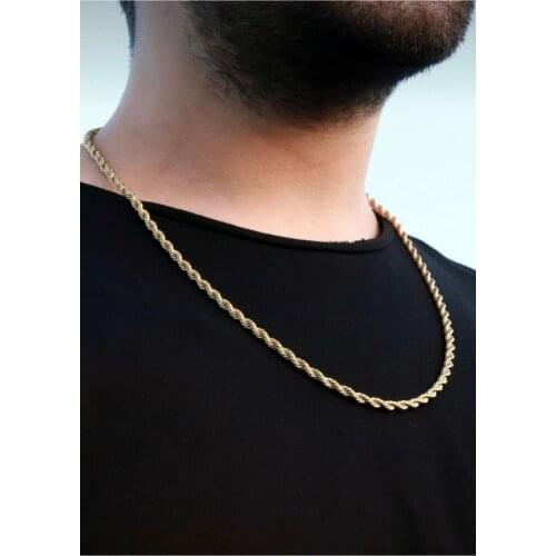 Men Auger Yellow Stainless Steel Necklace A + Quality Stainless Tarnish Color Are Not Bright Modern Popular Gift Daily Special Style