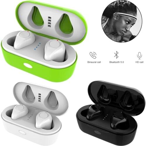 True Wireless Bluetooth 5.0 Earphones HD Stereo Music Mini Earbuds Handsfree Earpieces with Mic for Samsung iPhone XR XS X 8 7