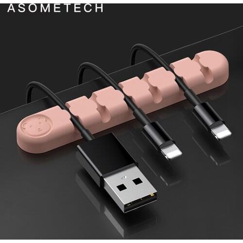 Silicone USB Cable Organizer Cable Winder Desktop Tidy Management 6 Clips Cable Holder for Mouse Headphone Wire Organizer Office