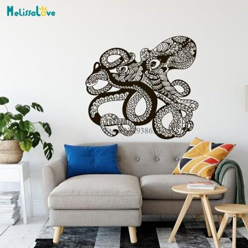 Octopus Mandala Wall Decal Sea Animals Bedroom Bathroom Boho Bohemian Home Decors Yoga Removable Vinyl Wall Sticker Murals BB919