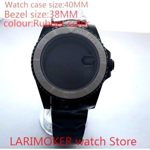 Suitable for NH35 NH36 Miyota 8215 40mm 904L stainless steel housing, sealed black back cover, with rotating bezel rubber colour