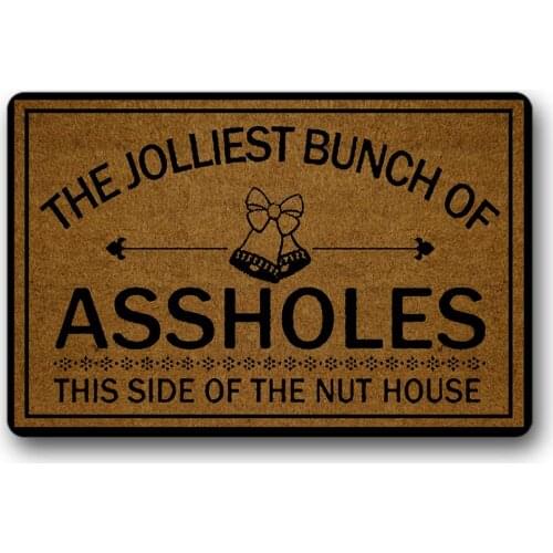 "the jolliest bunch of assholes this side of the nut house "Merry Christmas Door Mat Rubber Entry Way Doormat holiday door mats