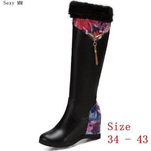 Spring Autumn Wedges Women Knee High Boots Height Increasing High Heels Woman Thigh High Boots Plus Size 34 - 40 41 42 43