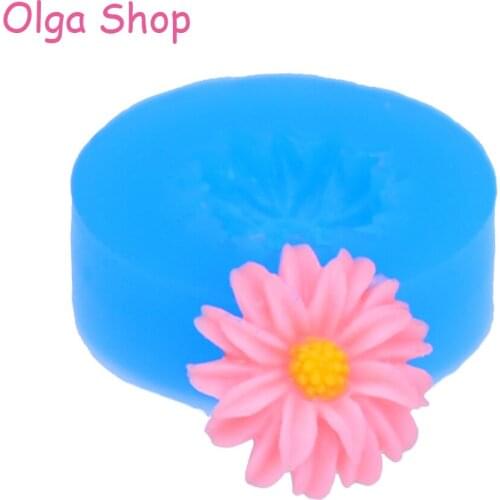 HYL219 17.7mm Daisy Flower Silicone Mold - Cupcake Topper, Sugarcraft, Fondant, Clay Cabochon Resin Candy Candle Wax Mould