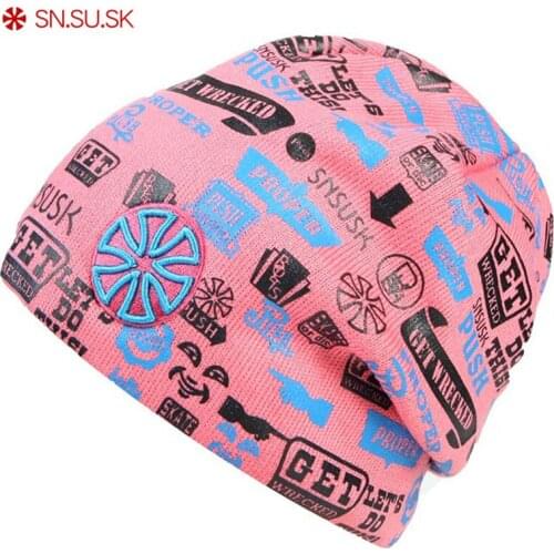 SN.SU.SK New Winter Men Women Beanies Hat Polar Fleece Knitted Print Hats For Women Soft Beanie Gorro Cap Multi-color 04-5263