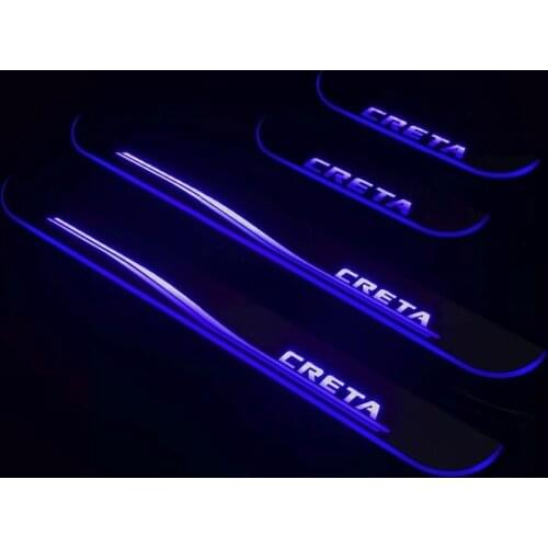 Express delivery led door sill plate strip welcome light threshold guard protectors for hyundai creta