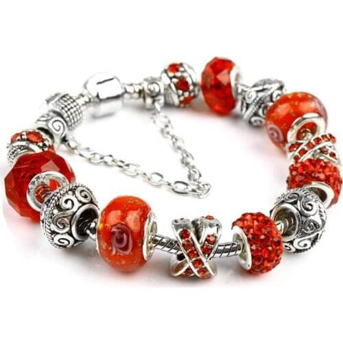 SZELAM Personalized Silver Handmade Bracelets&Bangles For Women Jewelry Crystal Bracelet Charms Flower DIY Bracelet SBR190343