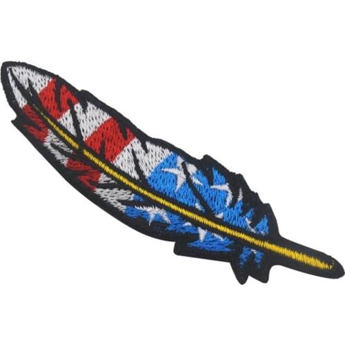 High quality element feather embroidery paste striped clothes jeans ladies applique clothes DIY fabric embroidery applique patch