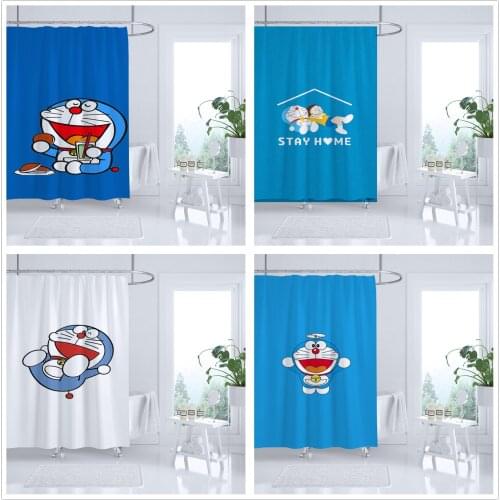 Doraemon Cartoon Anime Shower Curtain 3D Bathroom Shower Curtains Waterproof Fabric Shower Curtain Funny Shower Curtain or Mat