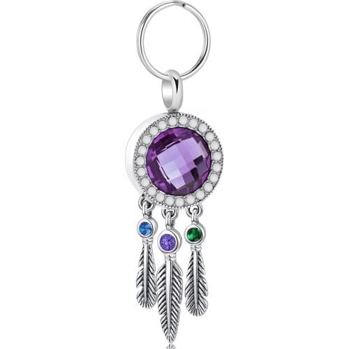 Cremation Jewelry Urn Keychain for Ashes for Women Dream Catcher with Wing Feather Hollow Urn for Ashes Holder Keepsake Memorial