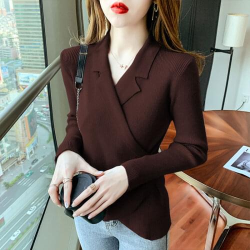 Fall 2021 Women Clothing Women Sweater Pullover Female Knitting Sweaters Skinny Tops Loose Elegant Knitted Outerwear Thick Slim