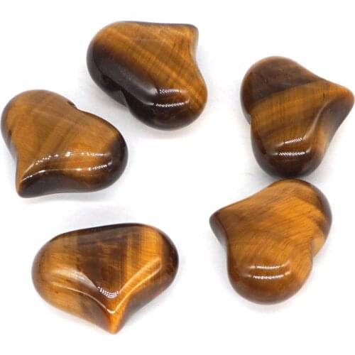 1" Puffy Love Heart Assorted Natural Yellow Tiger Eye Hand Carving Reiki Healing Energy Chakra Gift 2pcs