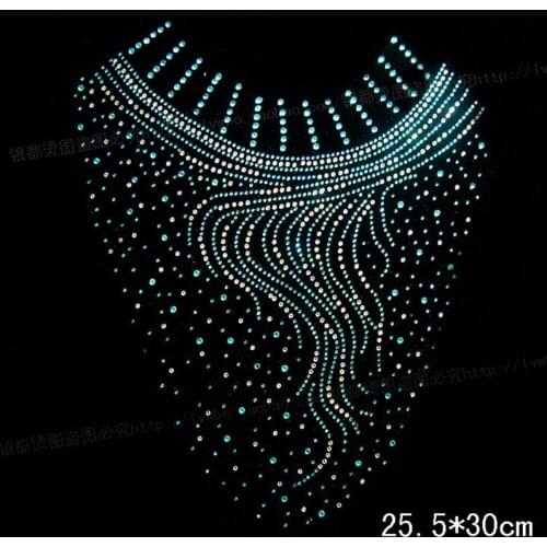 1piece Motif Rhinestones Collar Applique Hot Fix Iron on Patches Stickers Sewing Strass Accessories /TH75