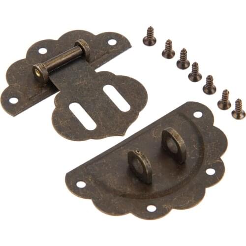 1pc Wood Box Hasp Antique Bronze Drawer Latches Lock Catch for Jewelry Box Suitcase Buckle Clip Clasp 58mm