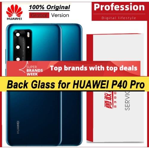 100% Original for Huawei P40 Pro Back Battery Cover Rear Glass Door Panel Case Battery Cover with Camera Lens