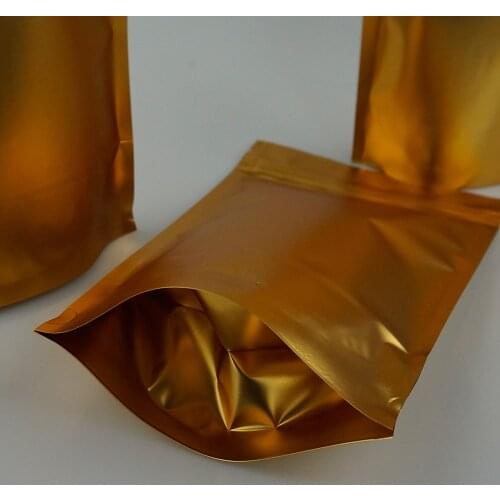 100pieces/lot, 16*24cm Stand Up Matte Golden Aluminium Foil Ziplock Bag, Zipper Resealable Food Bags, Black Sesame Packing Sack