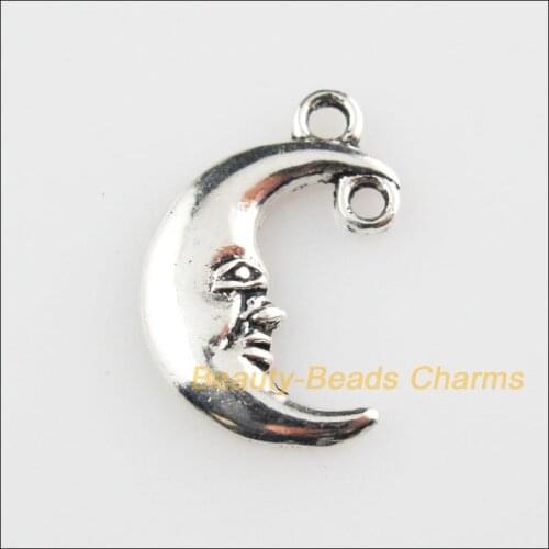 30 New Pendants Connectors Smile Face Moon Tibetan Silver Tone Charms 12x18mm