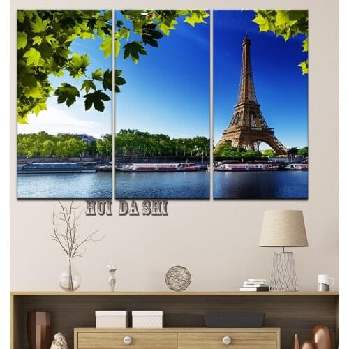5 Panel France Paris Tower Landscape HD Printed Pictures Wall Art Canvas Painting Poster Frame Bedroom Living Room Home Decor
