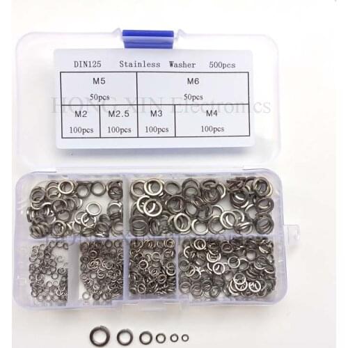 500 Pcs/set M2 M2.5 M3 M4 M5 M6 Stainless Steel Shells Pad Spring Lock Washer Elastic Gasket 304 Stainless Steel Curved Washers