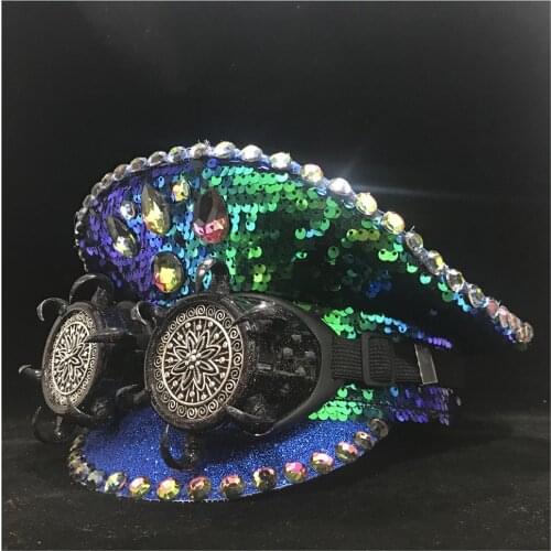 Authentic Men Women Green Police Hat With Metal Classes Performance Military Hat Captain Hat