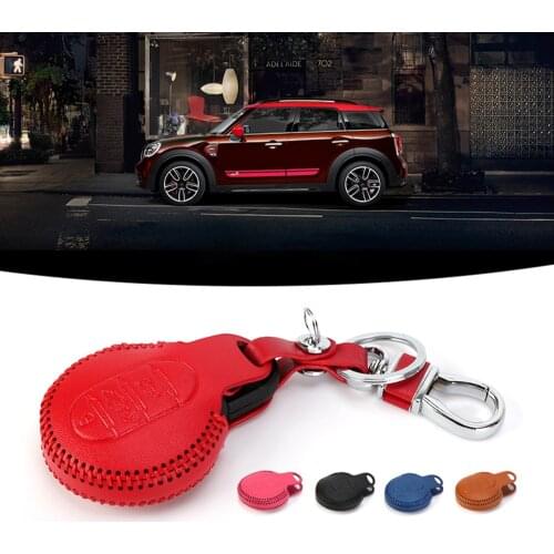 Car Key Case Cover Bag Leather Keychain Protector For Mini Cooper One S JCW Clubman Countryman F54 F55 F56 F57 F60 Accessories