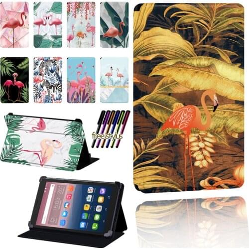 Flamingo Case for Alcatel OneTouch Pixi 3 7"/8"/10"/Pixi 4 7" Tablet Foldable Dust-proof Protection Cover + Stylus