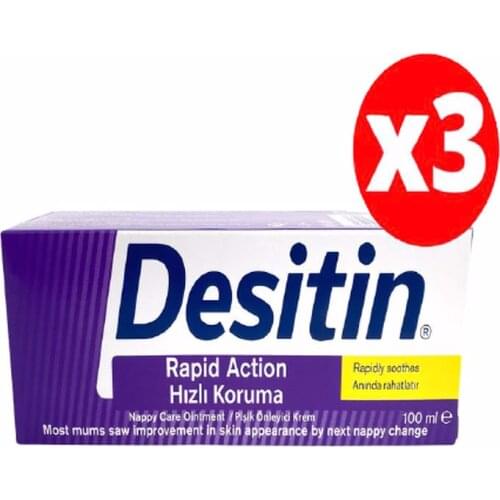 Desitin 100 ml Maximum Strength Baby Diaper Rash Paste - PACK OF 3