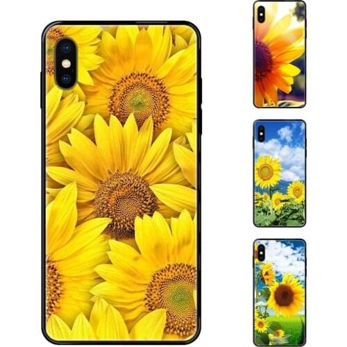 For Apple iPhone X XR XS 11 12Pro MAX 5S 5C SE 6S 7 8 Plus 2020 Sunflower Flower Colourful Diy Colorful Printing Black Soft TPU