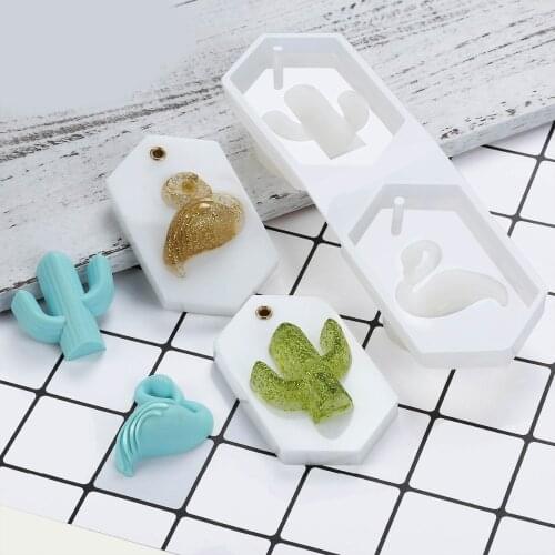 Epoxy Resin Jewelry Pendant Mould Cactus Flamingo Silicone Molds Craft Making Tool Handmade