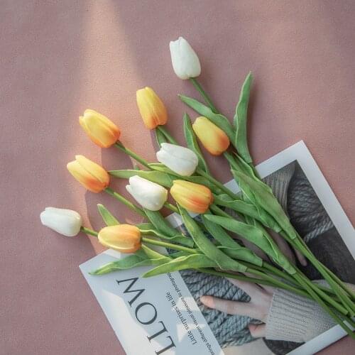 10PCS 11Colors PU Real Touch Artificial Simulation Tulip Flower For DIY Wedding Bridal Bouquets Home Decorative Flowers