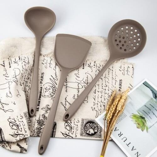 Silicone Kitchen Utensil Non-stick Solid Color Cooking Spatula Soup Ladle Soup Spoon Non-stick Cookware Kitchen Tools