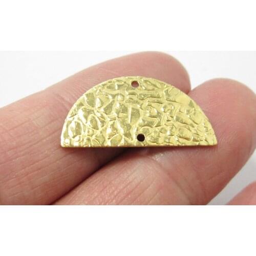 Brass connector Half round 25x12.5x0.6mm Embossing earrings charms brass pendant R1223