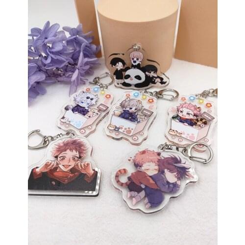 HOT Jujutsu Kaisen Schoolbag Pendant Anime Gojo Satoru Itadori Yuji Fushiguro Megumi Cartoon Keychain Cute Transparent Acrylic