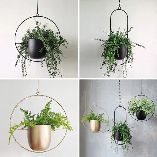 Metal Iron Hanging Plant pot Chain Wall Hanging Planter Basket Flower Pot Swinging Deceroation Nordic Planter Hanger