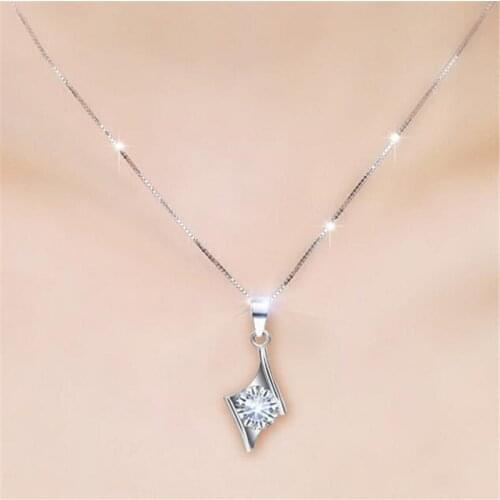 Everoyal Fashion 925 Sterling Silver Necklace For Women Accessories Charm Zircon Geometric Pendant Necklace Jewelry Female Gift