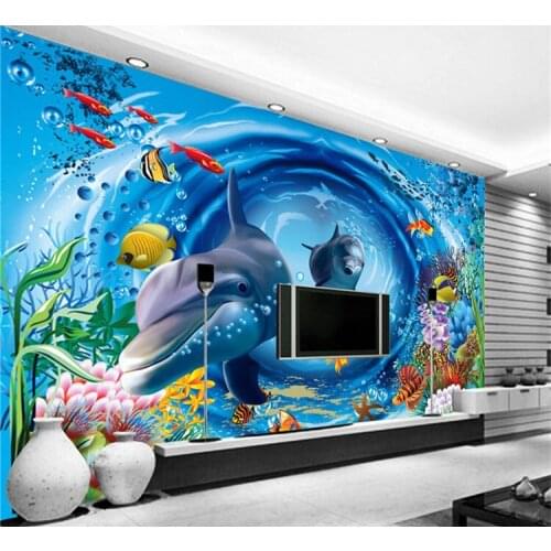 Cartoon Underwater World Custom photo art wallpaper restaurant retro sofa backdrop 3d wallpaper home decoration