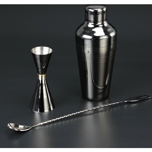 Cocktail Shaker Bar Set Copper Plated Shaker Barware Set - 3 Pieces Bartender Kit Include shaker (510ml), Jigger & Spoon