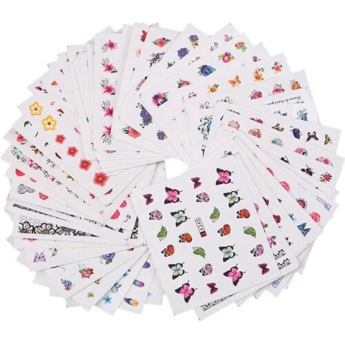 Set Mixed Butterfly Flower Pattern Nail Paper Tip Nail Art Styling Set DIY Watermark Manicure