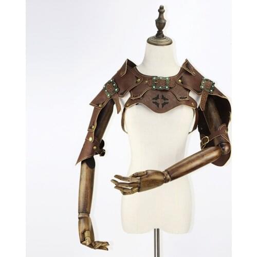 New Cosplay Accessories 2021 Fashion Retro Middle Ages Steam Cyberpunk Style Brave Knight Mechanical Armor Pu Leather Shawl Vest