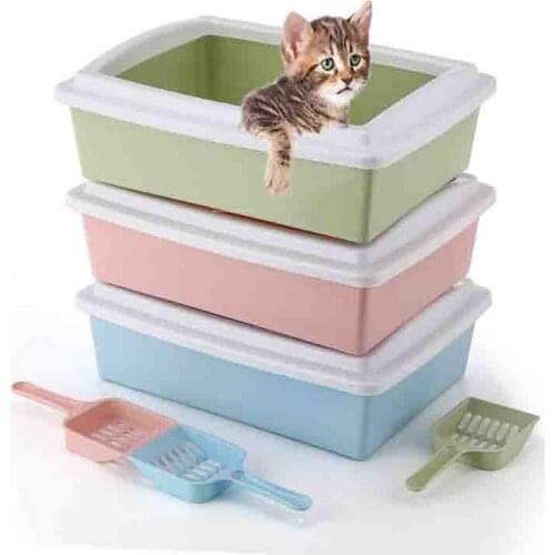 New cat semi closed splash proof rectangle litter box toilet can easy storage and removable self cleaning drop resistance toilet