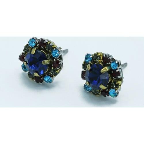 OSHUER New Womens Fashion Crystal Earrings Rhinestone RED / Pink Glass Black Resin Metal Ear Earrings For Girl Jewelry