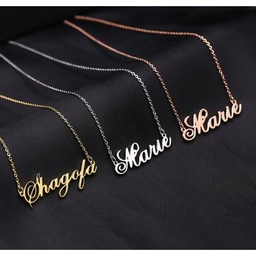 Stainless Steel Necklace Choker Custom Name Necklace For Women Personalized Customized Nameplate Jewelry For Women Gift Collier